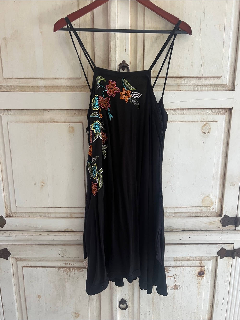 Free People Black Embroidered Summer Dress Lds Medium